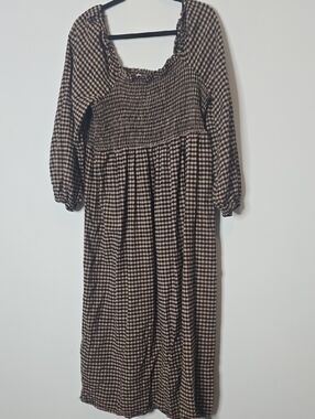 Brown and Black Gingham Maxi Dress